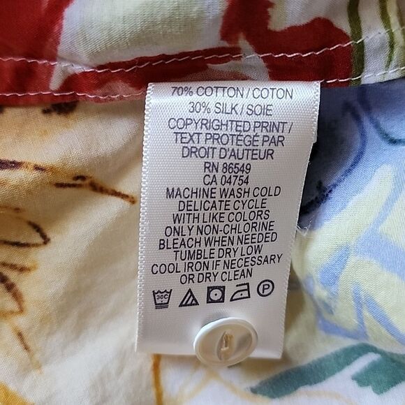 Tommy Bahama Floral 3/4 Long Sleeve Silk Cotton Blend Blouse - Picture 11 of 16